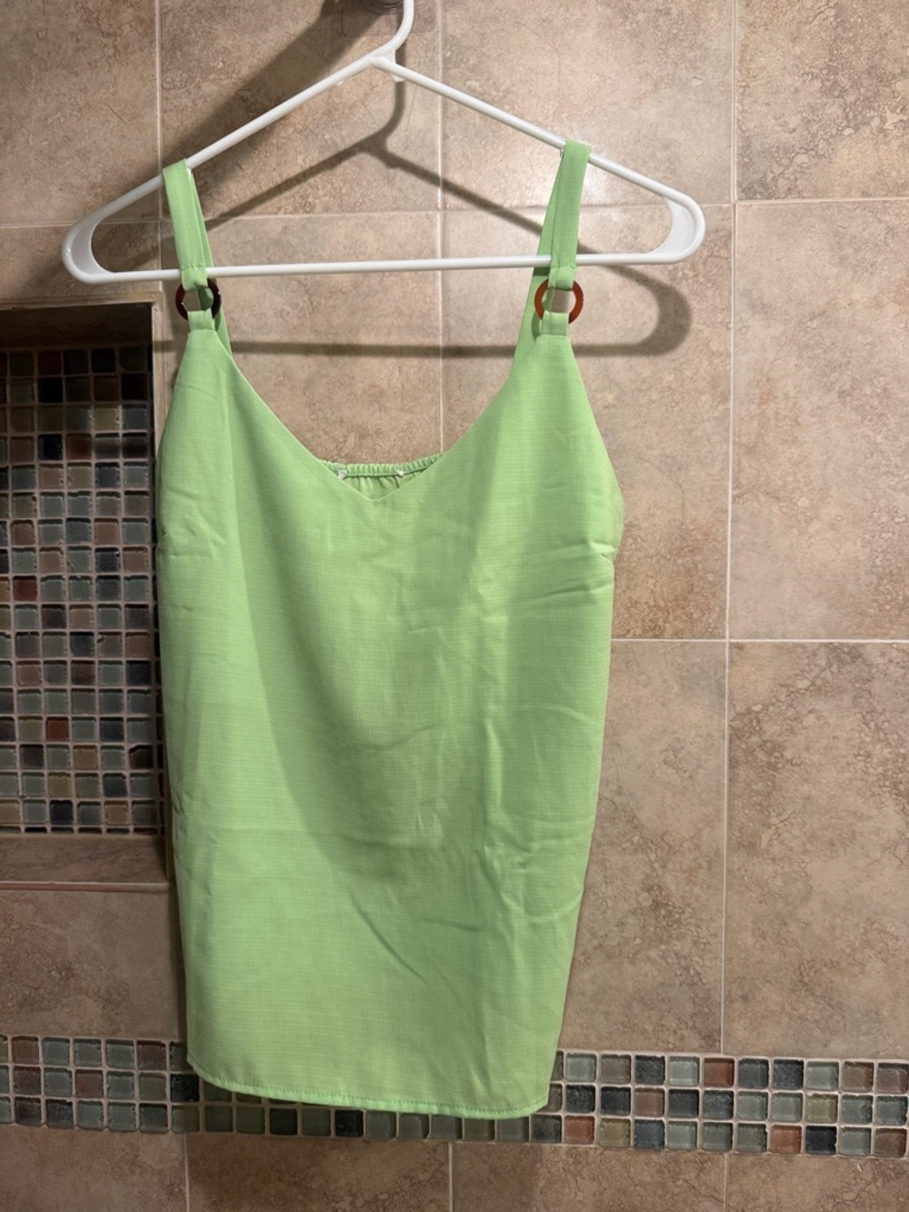Lime Green Tank Dress with Ring Strap Detail